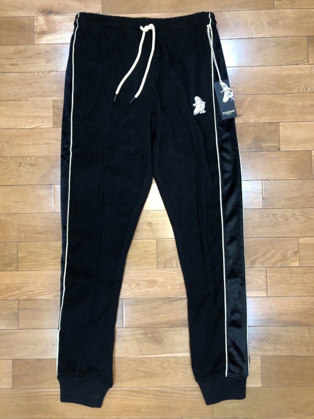 NWT Bananas Monkey Black Heavyweight Terrycloth Track Pants Joggers Size S